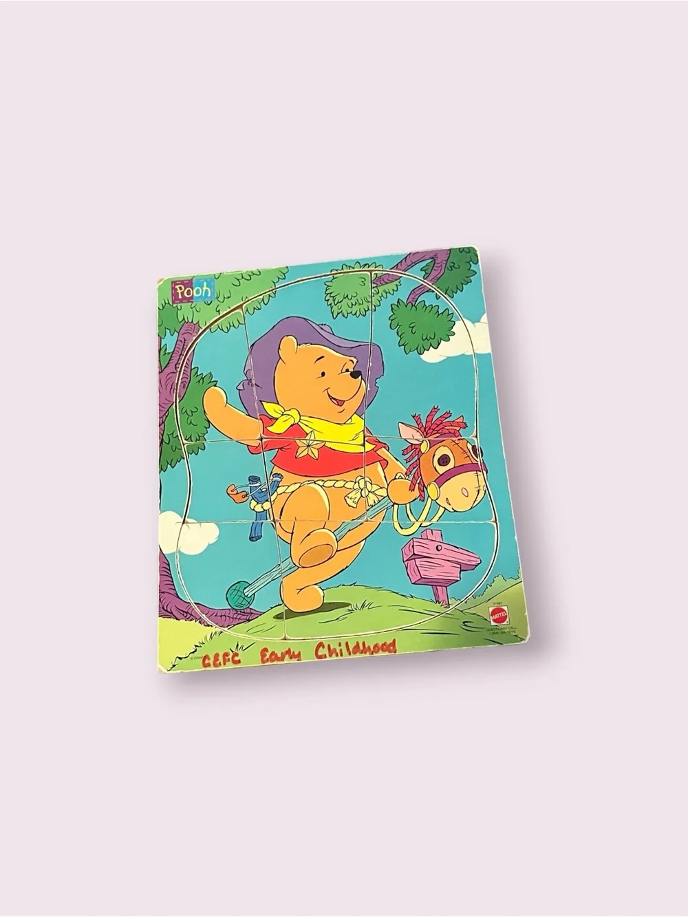 Vintage Mattel Winnie the Pooh Kids Wooden Puzzle Cowboy Western Theme